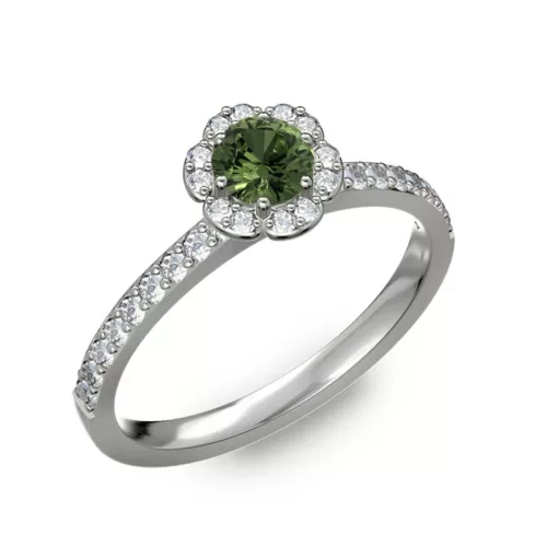  Ékszerpalota eljegyzési gyűrű 0,4ct zöld zafírral BRK191 fehér arany