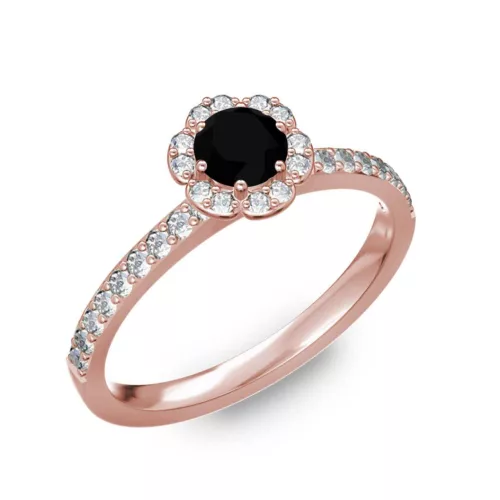  Ékszerpalota eljegyzési gyűrű 0,4ct fekete gyémánttal BRK191 rozé arany