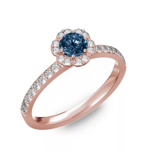  Ékszerpalota eljegyzési gyűrű 0,4ct kék gyémánttal BRK191 rozé arany