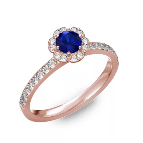  Ékszerpalota eljegyzési gyűrű 0,4ct kék diffusion zafírral BRK191 rozé arany