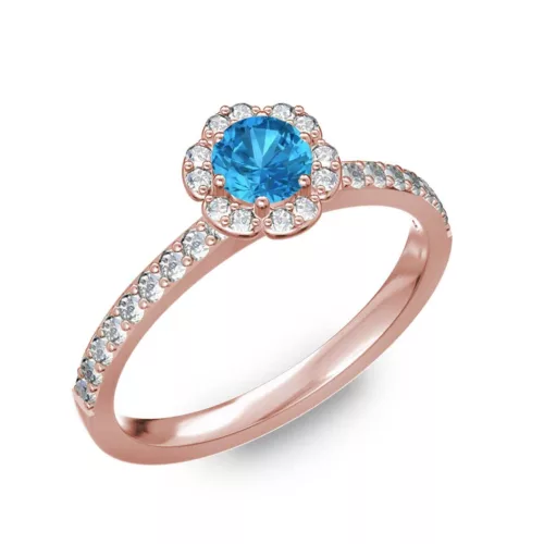  Ékszerpalota eljegyzési gyűrű 0,4ct kék topázzal BRK191 rozé arany