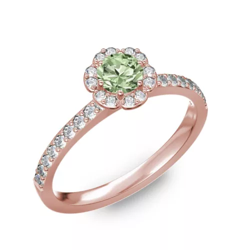  Ékszerpalota eljegyzési gyűrű 0,4ct zöld gyémánttal BRK191 rozé arany