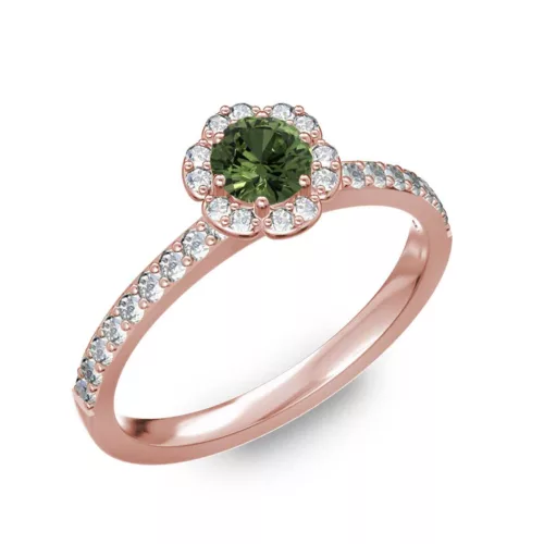  Ékszerpalota eljegyzési gyűrű 0,4ct zöld zafírral BRK191 rozé arany