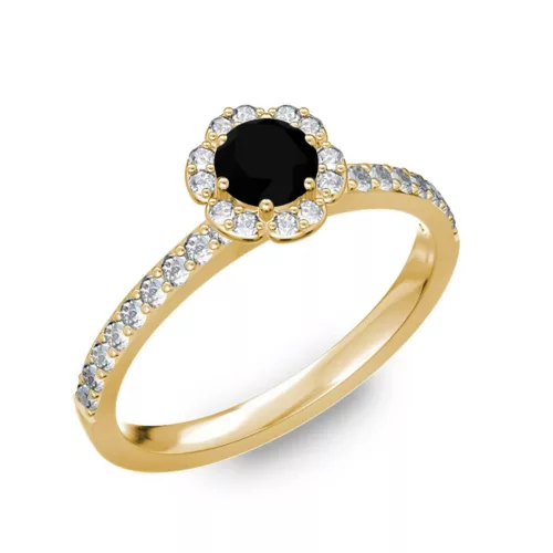  Ékszerpalota eljegyzési gyűrű 0,4ct fekete gyémánttal BRK191 sárga arany