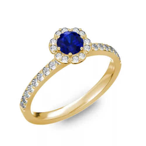  Ékszerpalota eljegyzési gyűrű 0,4ct kék diffusion zafírral BRK191 sárga arany