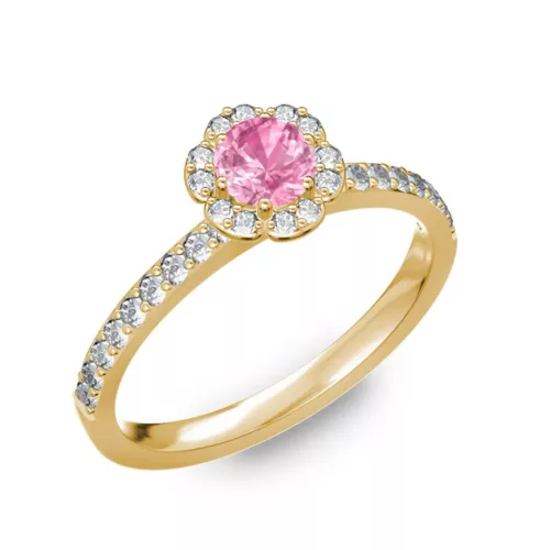  Ékszerpalota eljegyzési gyűrű 0,4ct pink zafírral BRK191 sárga arany