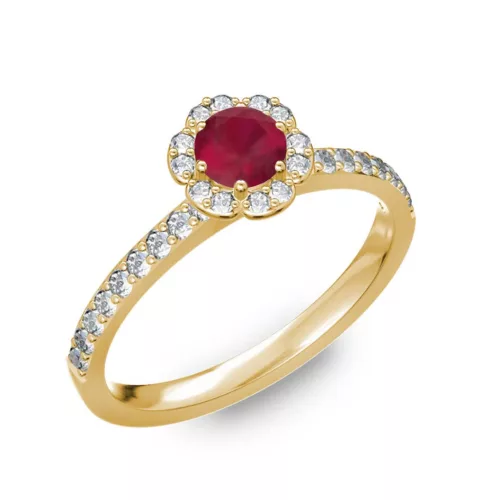  Ékszerpalota eljegyzési gyűrű 0,4ct rubinnal BRK191 sárga arany