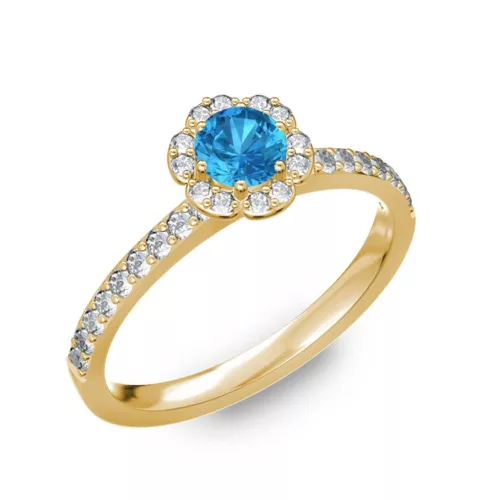  Ékszerpalota eljegyzési gyűrű 0,4ct kék topázzal BRK191 sárga arany