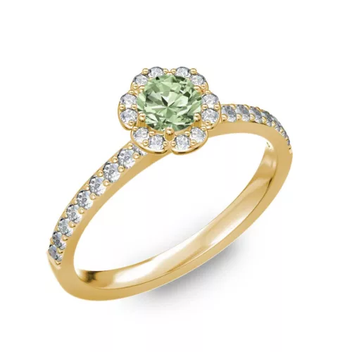  Ékszerpalota eljegyzési gyűrű 0,4ct zöld gyémánttal BRK191 sárga arany