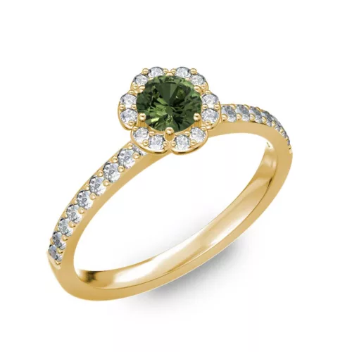  Ékszerpalota eljegyzési gyűrű 0,4ct zöld zafírral BRK191 sárga arany