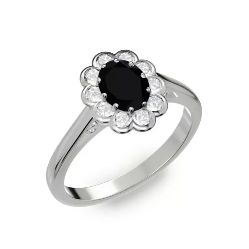 Ékszerpalota eljegyzési gyűrű 0.5ct fekete ovális gyémánttal BRK 195 fehér arany