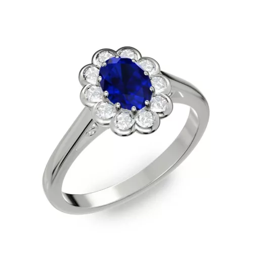 Ékszerpalota eljegyzési gyűrű 0.5ct kék diffusion zafírral BRK 195 fehér arany