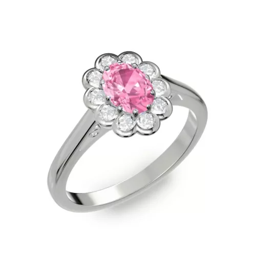 Ékszerpalota eljegyzési gyűrű 0.5ct pink zafírral BRK 195 fehér arany