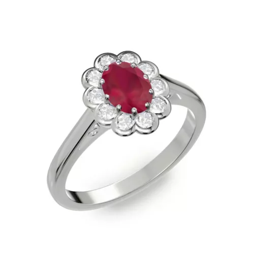Ékszerpalota eljegyzési gyűrű 0.5ct rubinnal BRK 195 fehér arany