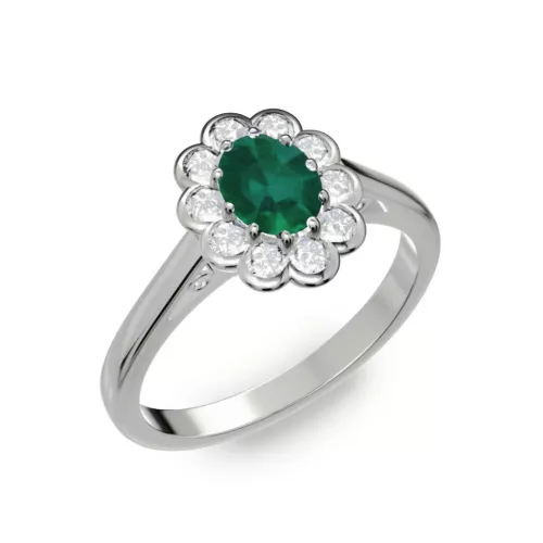 Ékszerpalota eljegyzési gyűrű 0.5ct smaragddal BRK 195 fehér arany