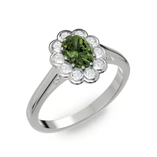 Ékszerpalota eljegyzési gyűrű 0.5ct zöld zafírral BRK 195 fehér arany
