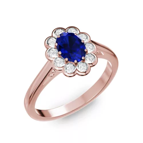 Ékszerpalota eljegyzési gyűrű 0.5ct kék diffusion zafírral BRK 195 rozé arany