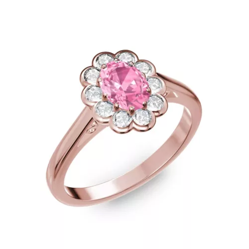 Ékszerpalota eljegyzési gyűrű 0.5ct pink zafírral BRK 195 rozé arany