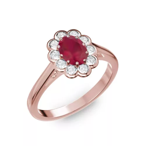 Ékszerpalota eljegyzési gyűrű 0.5ct rubinnal BRK 195 rozé arany