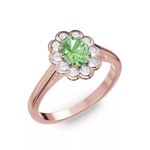 Ékszerpalota eljegyzési gyűrű 0.5ct zöld ovális gyémánttal BRK 195 rozé arany