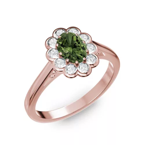 Ékszerpalota eljegyzési gyűrű 0.5ct zöld zafírral BRK 195 rozé arany