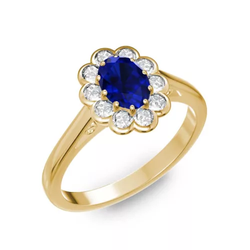 Ékszerpalota eljegyzési gyűrű 0.5ct kék diffusion zafírral BRK 195 sárga arany