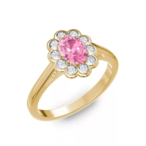 Ékszerpalota eljegyzési gyűrű 0.5ct pink zafírral BRK 195 sárga arany