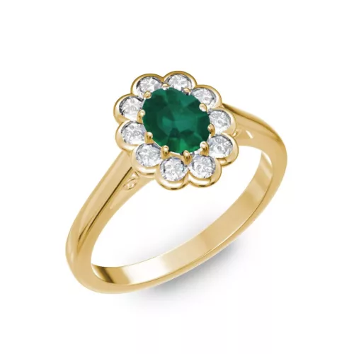 Ékszerpalota eljegyzési gyűrű 0.5ct smaragddal BRK 195 sárga arany