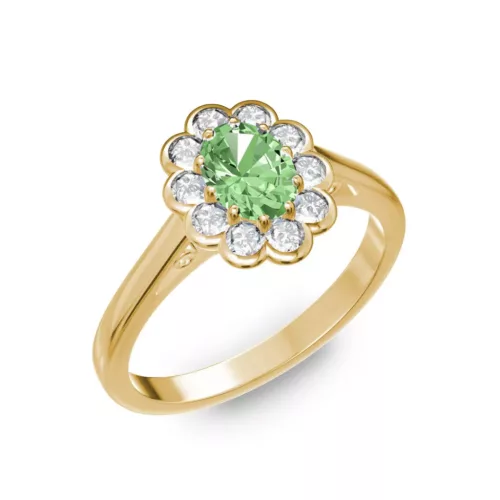 Ékszerpalota eljegyzési gyűrű 0.5ct zöld ovális gyémánttal BRK 195 sárga arany