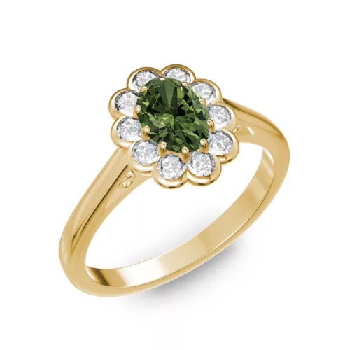 Ékszerpalota eljegyzési gyűrű 0.5ct zöld zafírral BRK 195 sárga arany