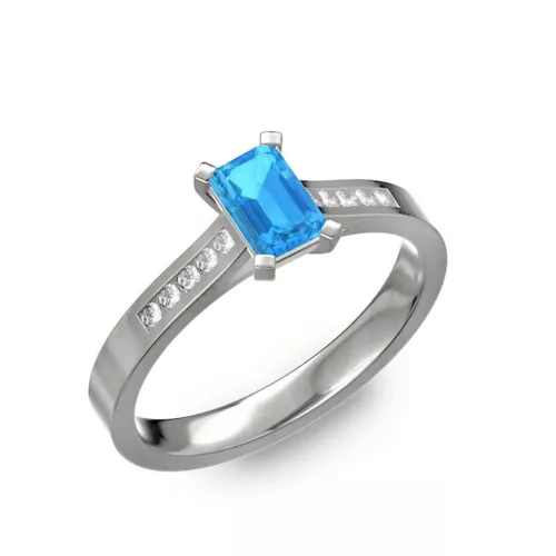  Ékszerpalota eljegyzési gyűrű 0,5ct kék topázzal BRK196 fehér arany