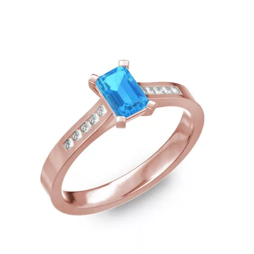 Ékszerpalota eljegyzési gyűrű 0,5ct kék topázzal BRK196 rozé arany
