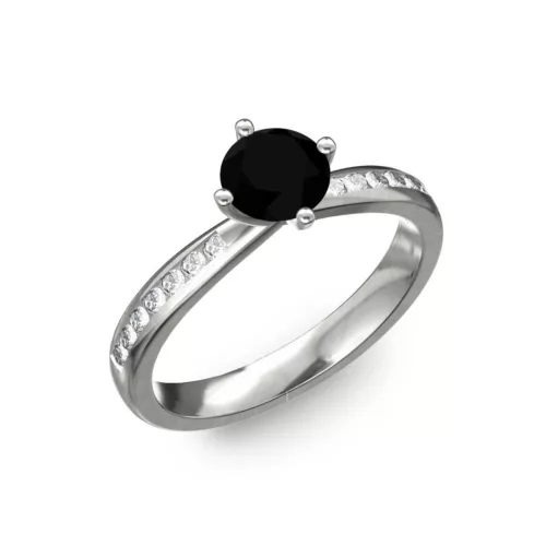Ékszerpalota eljegyzési gyűrű 0,4ct fekete gyémánttal BRK197 fehér arany 