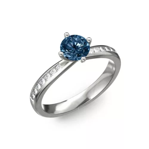 Ékszerpalota eljegyzési gyűrű 0,4ct kék gyémánttal BRK197 fehér arany 