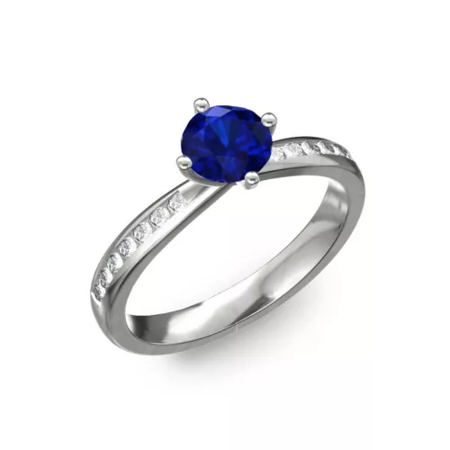 Ékszerpalota eljegyzési gyűrű 0,4ct kék diffusion zafírral BRK197 fehér arany 