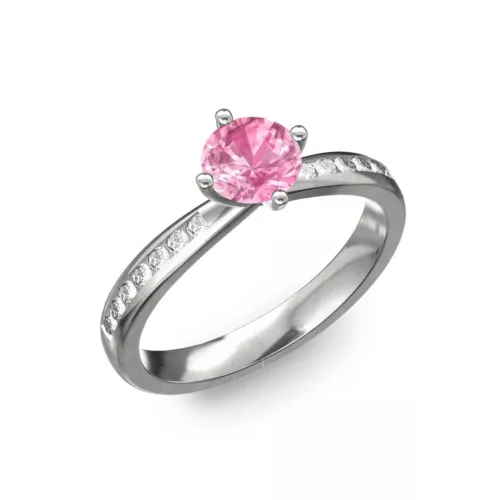 Ékszerpalota eljegyzési gyűrű 0,4ct pink zafírral BRK197 fehér arany 