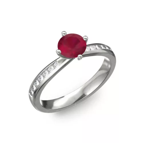 Ékszerpalota eljegyzési gyűrű 0,4ct rubinnal BRK197 fehér arany 