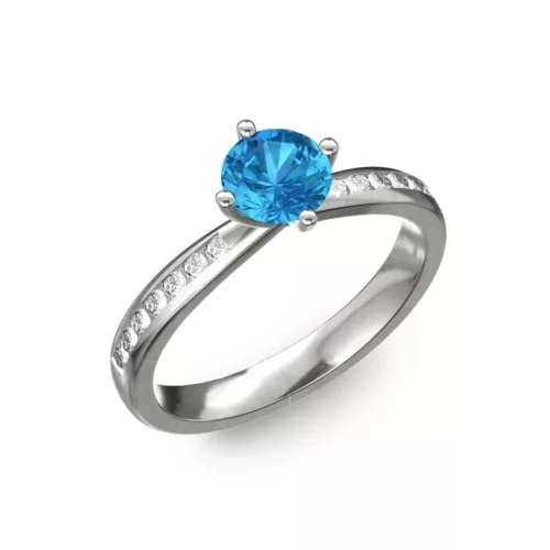 Ékszerpalota eljegyzési gyűrű 0,4ct kék topázzal BRK197 fehér arany 