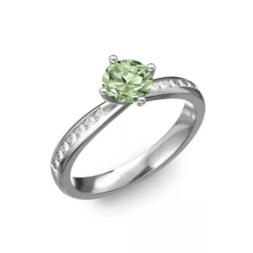 Ékszerpalota eljegyzési gyűrű 0,4ct zöld gyémánttal BRK197 fehér arany 