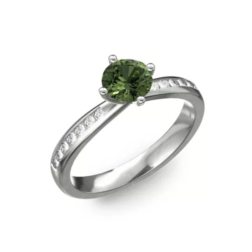 Ékszerpalota eljegyzési gyűrű 0,4ct zöld zafírral BRK197 fehér arany 