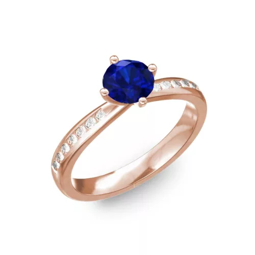 Ékszerpalota eljegyzési gyűrű 0,4ct kék diffusion zafírral BRK197 rozé arany 