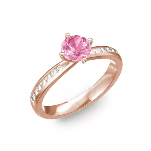 Ékszerpalota eljegyzési gyűrű 0,4ct pink zafírral BRK197 rozé arany 