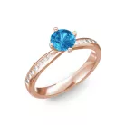 Ékszerpalota eljegyzési gyűrű 0,4ct kék topázzal BRK197 rozé arany 