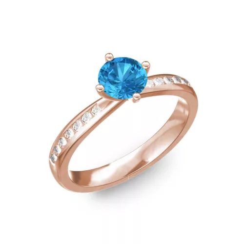 Ékszerpalota eljegyzési gyűrű 0,4ct kék topázzal BRK197 rozé arany 