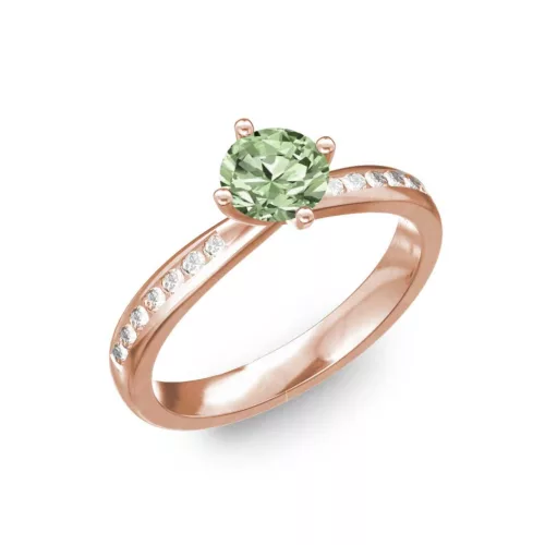 Ékszerpalota eljegyzési gyűrű 0,4ct zöld gyémánttal BRK197 rozé arany 