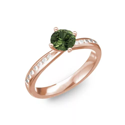 Ékszerpalota eljegyzési gyűrű 0,4ct zöld zafírral BRK197 rozé arany 