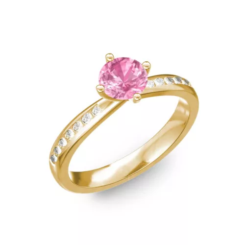 Ékszerpalota eljegyzési gyűrű 0,4ct pink zafírral BRK197 sárga arany 