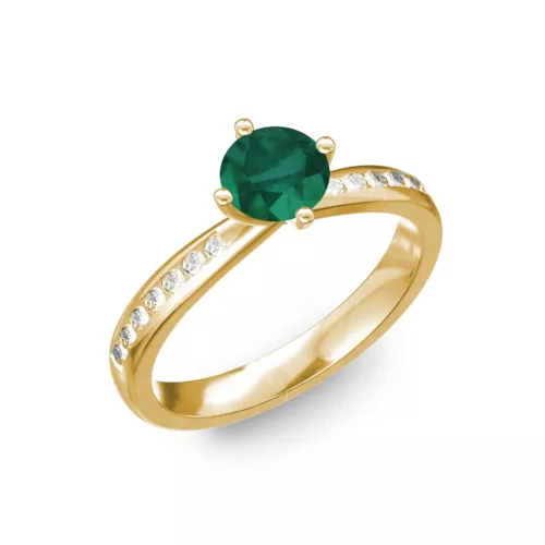 Ékszerpalota eljegyzési gyűrű 0,4ct smaragddal BRK197 sárga arany 