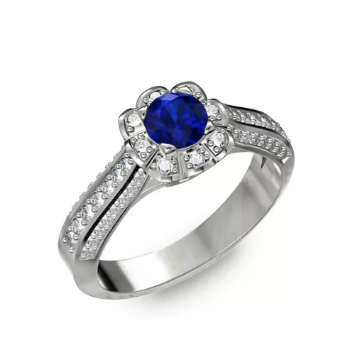  Ékszerpalota eljegyzési gyűrű 0,5ct kék diffusion zafírral BRK198 fehér arany