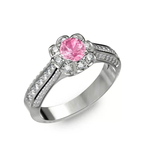  Ékszerpalota eljegyzési gyűrű 0,5ct pink zafírral BRK198 fehér arany